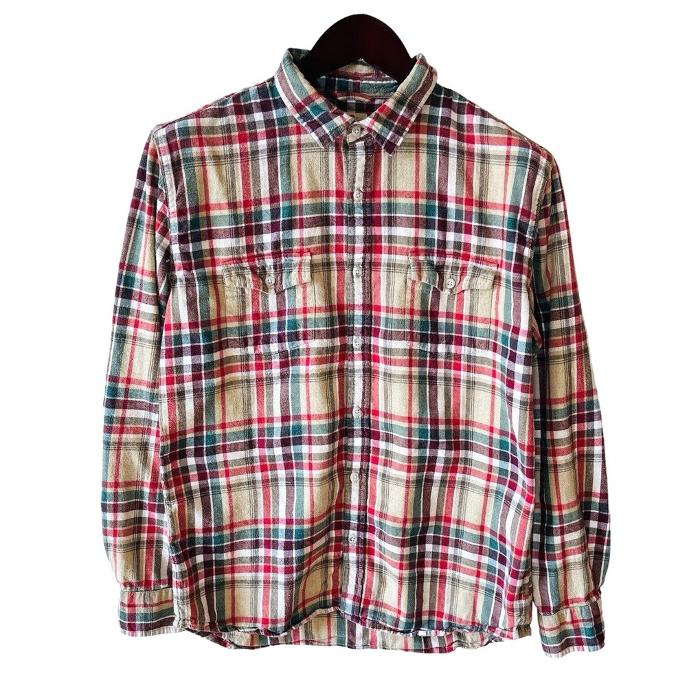 Marine Layer Flannel Shirt Mens M/L Soft Cotton Plaid Long Sleeve Button Up